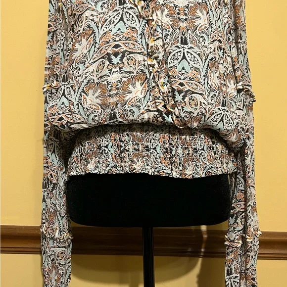 Anthropologie Floral Print Smocked Blouse - Picture 2 of 7